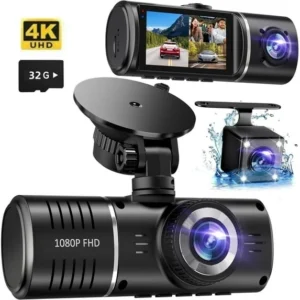 Dash Cam, 3 Channel Dash Cam, 4K+1080P Dash Cam Front and Inside,